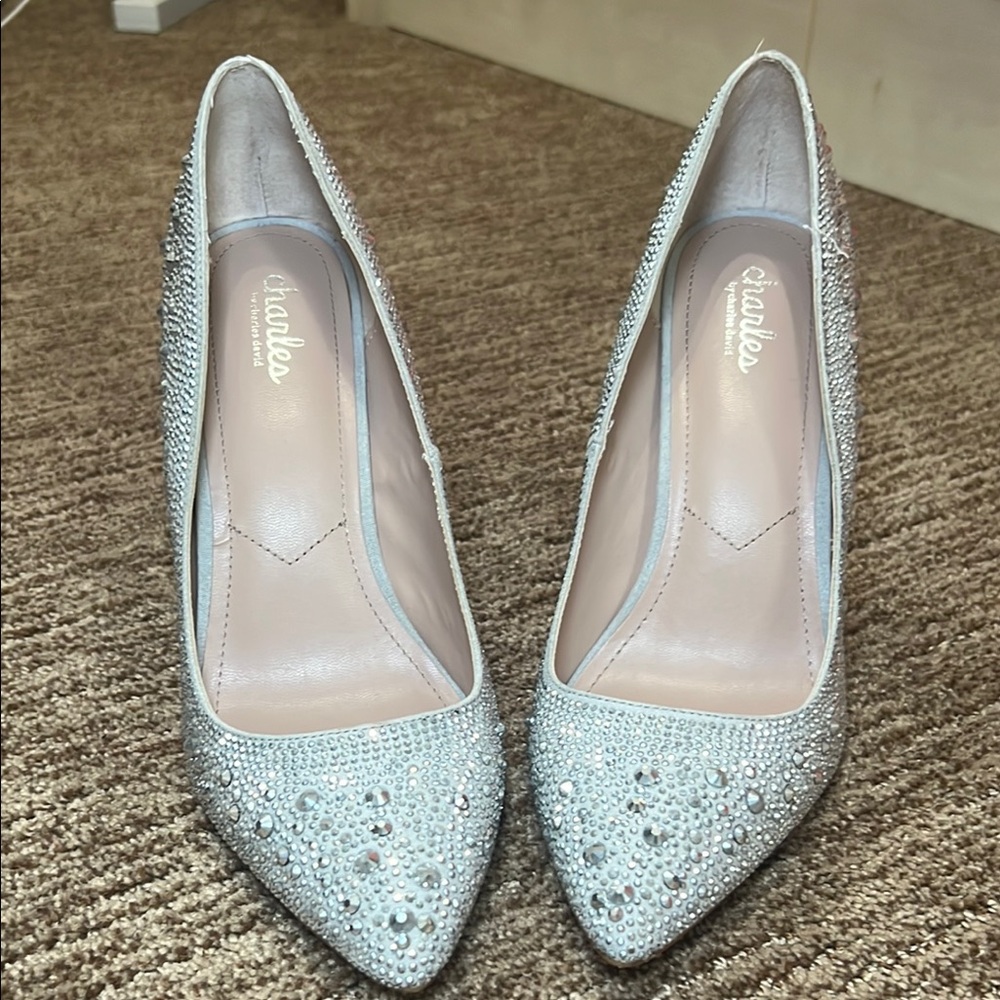 Charles By Charles David Silver Studded Heels